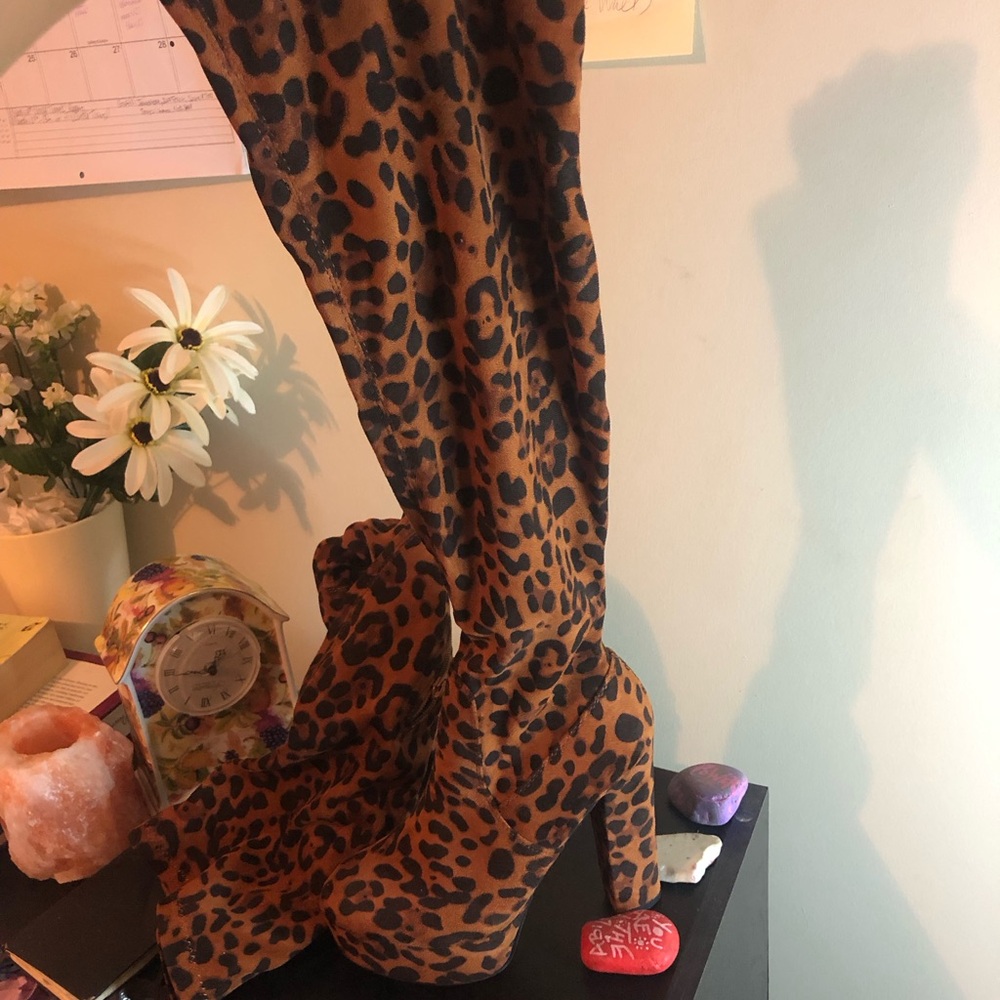 Leopard Print Knee-High Boots